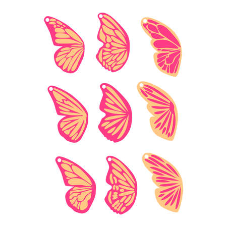 Butterflies spring silhouettes. Earrings cut files templates on white backgroundのイラスト素材