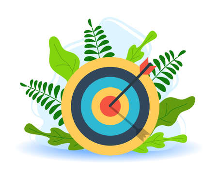Business concept illustration, Target with an arrow, hit the target, goal achievementのイラスト素材