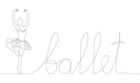 continuous line drawing of woman ballet dancerのイラスト素材