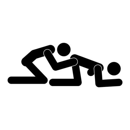 Cartoon Sex Poses. Concept Of Passion Erotic. Kamasutra, sketchy poses for making love. Yin and Yang, man and woman love each otherのイラスト素材