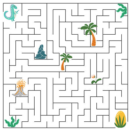 Help dinosaur find path to nest. Labyrinth. Maze game for kids.のイラスト素材