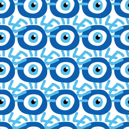 Seamless pattern with Turkish evil eye bead. Good luck. Turkish tile. Oriental ottoman design for wallpapers, pattern fills, textileのイラスト素材