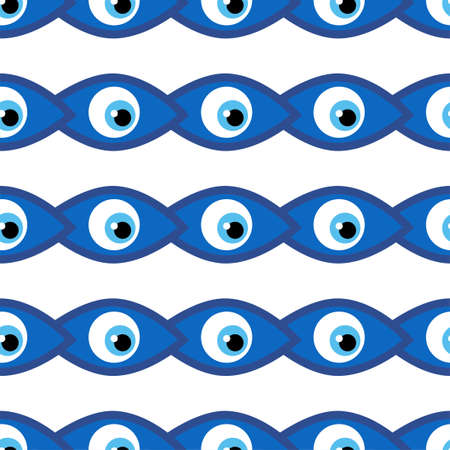 Seamless pattern with Turkish evil eye bead. Good luck. Turkish tile. Oriental ottoman design for wallpapers, pattern fills, textileのイラスト素材