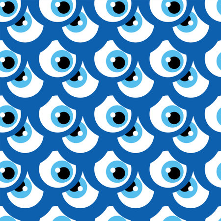 Seamless pattern with Turkish evil eye bead. Good luck. Turkish tile. Oriental ottoman design for wallpapers, pattern fills, textileのイラスト素材