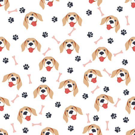 Seamless pattern with cute cartoon dogs muzzle labradorのイラスト素材
