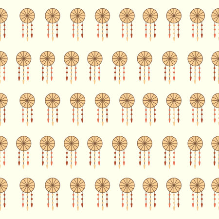 Hand drawn seamless pattern with native american dreamcatcherのイラスト素材