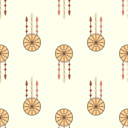 Hand drawn seamless pattern with native american dreamcatcherのイラスト素材