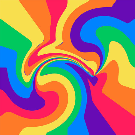 1970 Wavy Swirl Seamless Pattern in Orange and Pink Colors. Seventies Style, Groovy Background, Wallpaper, Print. Flat Hippie Aestheticのイラスト素材