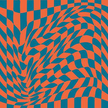 1970 Wavy Swirl Seamless Pattern in Orange and Pink Colors. Seventies Style, Groovy Background, Wallpaper, Print. Flat Hippie Aestheticのイラスト素材