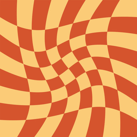 1970 Wavy Swirl Seamless Pattern in Orange and Pink Colors. Seventies Style, Groovy Background,...
