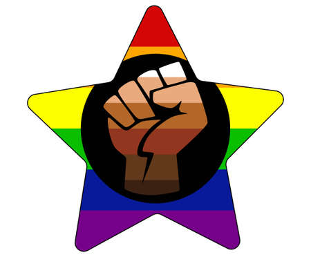 QTPOC, QPOC lgbt flag. for people who are non-Caucasian meaning QTPOC includes Black, Latinx, Asian, Indigenous and other communitiesのイラスト素材