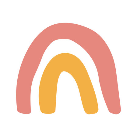 Hand drawn boho rainbow. Cute set in pastel Scandinavian style. Children's room design for room decoration, textile print or wall stickerのイラスト素材