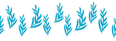 Leaves decorative, algae horizontal border seamless pattern.のイラスト素材