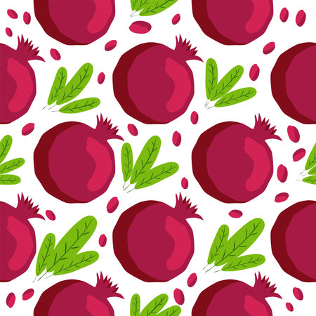 Seamless pattern with pomegranates Fruits. Decorative patterns of the pomegranate fruit. elegant templateのイラスト素材