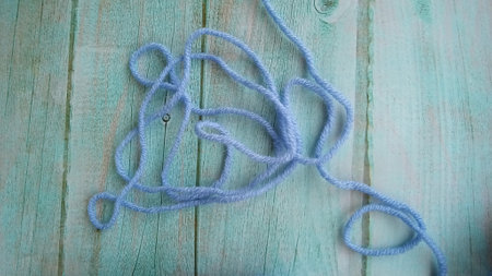 Blue, white crochet elements and orchid. Crochet texture, place for an inscription, adapted for...