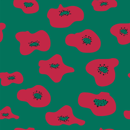 Matisse floral pattern, crooked leaves and red poppy flowersのイラスト素材