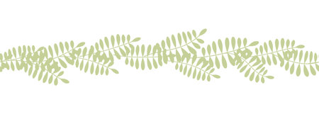 Leaves decorative, algae horizontal border seamless pattern.のイラスト素材