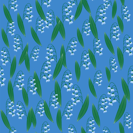 Spring seamless pattern with lily of the valley flowersのイラスト素材