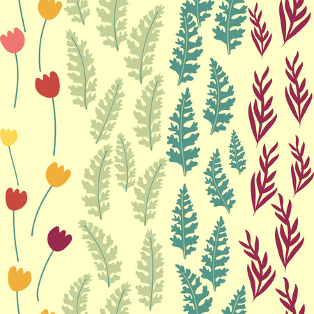 Flourish nature summer garden textured background. Floral seamless pattern. Branch with leaves ornamental textureのイラスト素材
