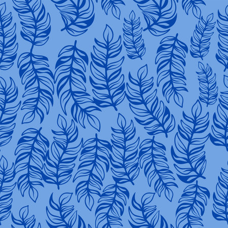 Floral seamless pattern. Branch with leaves ornamental texture. Flourish nature summer garden textured backgroundのイラスト素材