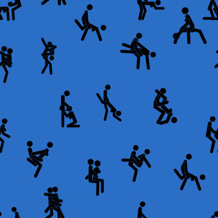 Kama Sutra seamless pattern design poster fabric. Kamasutra sketchy poses for making love. Set. Standing positionsのイラスト素材