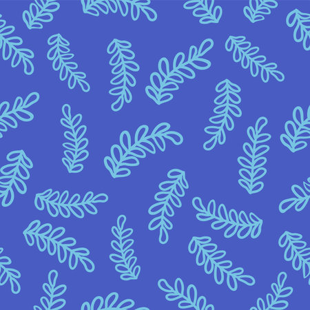 Floral seamless pattern. Branch with leaves ornamental texture. Flourish nature summer garden textured backgroundのイラスト素材