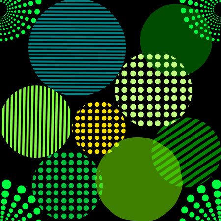 Green and yellow abstract geometric background with circles, trendy clothing color.のイラスト素材