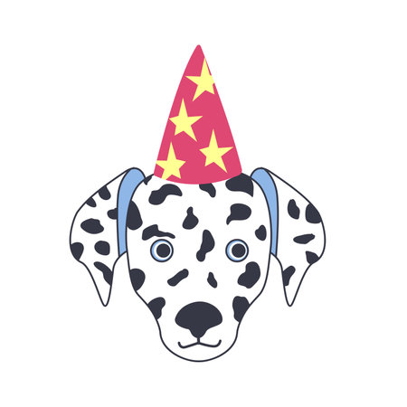 Dog Birthday party. Cute cartoon dog in flat styleのイラスト素材