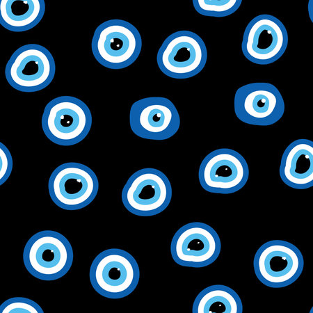 Evil eye Heavenly seamless pattern with suns, moons, stars, palms. For textiles, souvenirs, household goodsのイラスト素材