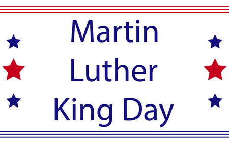 Martin Luther King Jr. Day greeting card design. MLK Day lettering inspirational quote, US flag background.のイラスト素材