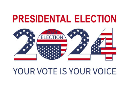 2024 Presidential election day in USA, november 5, card design. Vote for your future.のイラスト素材