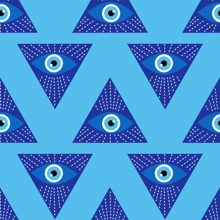 Evil eye magic seamless pattern. Symbol of protection, Turkish souvenir.のイラスト素材