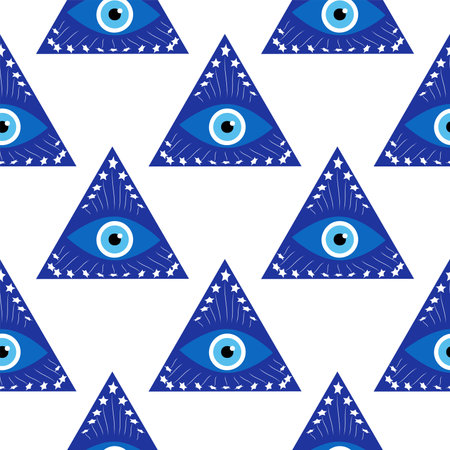 Evil eye magic seamless pattern. Symbol of protection, Turkish souvenir.のイラスト素材