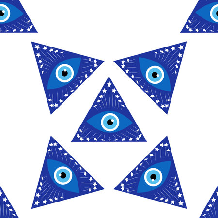 Evil eye magic seamless pattern. Symbol of protection, Turkish souvenir.のイラスト素材