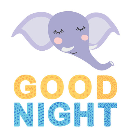 Cute face of an animal with lettering. Scandinavian style and pastel palette. baby posters, cards, clothes, childrens roomsのイラスト素材