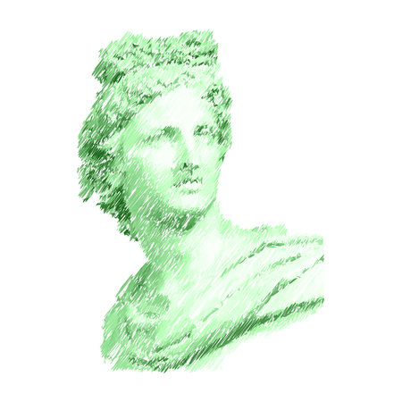 Heads Greek ancient sculpture, mystic. Vector hand drawn illustrations of antique classic statues in trendy bohemian styleのイラスト素材