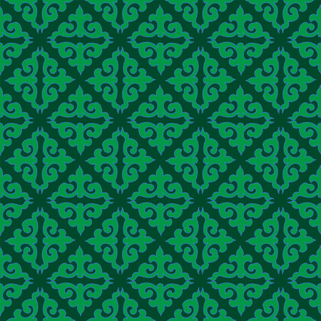 Real Tatar seamless pattern. Islamic floral geometry. Culture of the Tatar people, symbols of green and redのイラスト素材