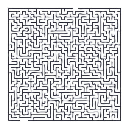 Maze shape design element. There is one entrance and exit and one correct path, but many paths lead to dead endsのイラスト素材