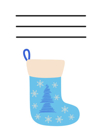 Simple Christmas and New Year card with holiday symbols and space for inscription.のイラスト素材