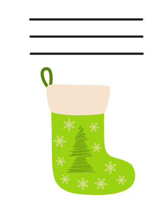 Simple Christmas and New Year card with holiday symbols and space for inscription.のイラスト素材