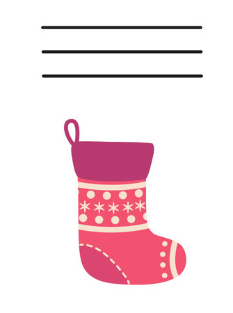 Simple Christmas and New Year card with holiday symbols and space for inscription.のイラスト素材