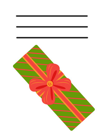 Simple Christmas and New Year card with holiday symbols and space for inscription.のイラスト素材