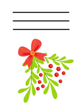 Simple Christmas and New Year card with holiday symbols and space for inscription.のイラスト素材