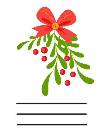 Simple Christmas and New Year card with holiday symbols and space for inscription.のイラスト素材