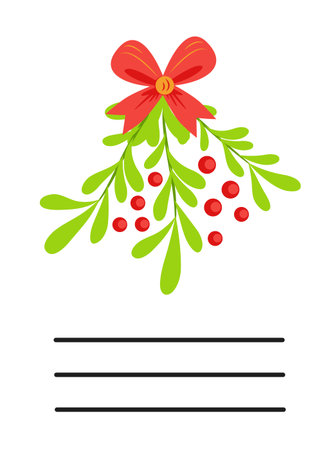 Simple Christmas and New Year card with holiday symbols and space for inscription.のイラスト素材