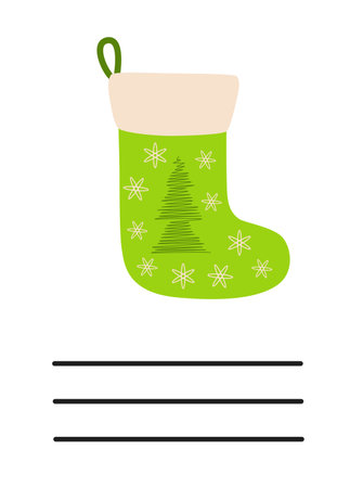 Simple Christmas and New Year card with holiday symbols and space for inscription.のイラスト素材