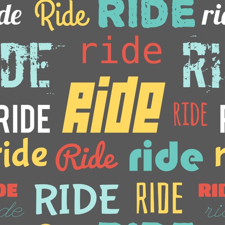 Seamless vector pattern with word RIDE, flat designのイラスト素材