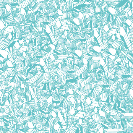 Hand drawn ice illustration. Creative contour art work. Ink abstract design. Seamless winter vector pattern with blue crystalsのイラスト素材