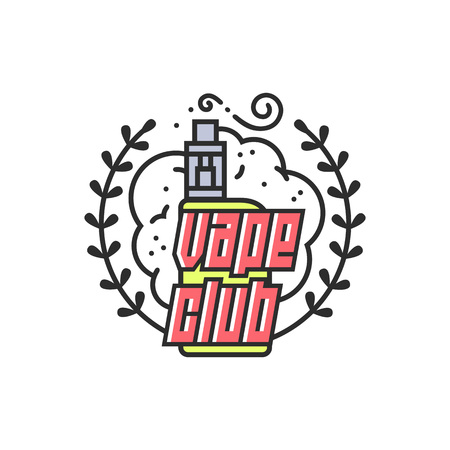 Vector Vaping Badges, Modern Line Art Labels, Vape Shop Logo, Retro Illustrationのイラスト素材