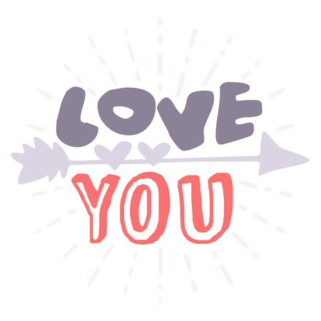 Valentines day hand drawn greeting card. Isolated vector illustrationのイラスト素材
